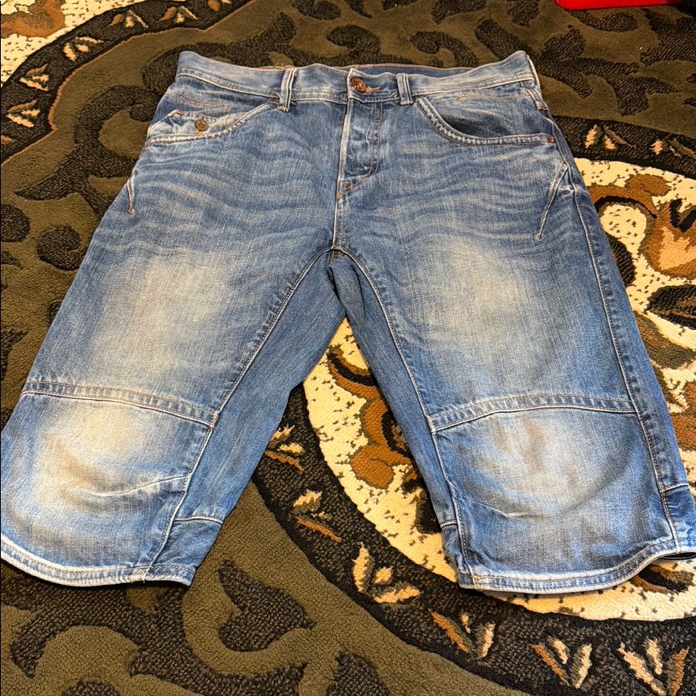Men's Blue Denim Knee-Length Shorts